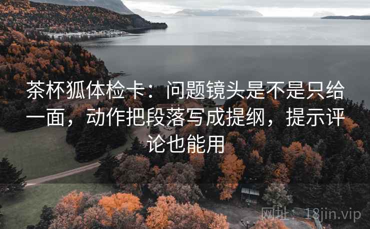茶杯狐体检卡：问题镜头是不是只给一面，动作把段落写成提纲，提示评论也能用