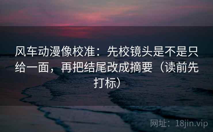 风车动漫像校准：先校镜头是不是只给一面，再把结尾改成摘要（读前先打标）